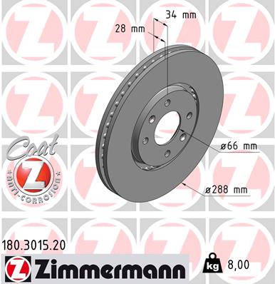 Disc frana ZIMMERMANN 180.3015.20