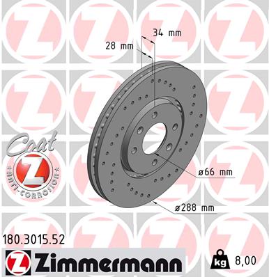 Disc frana ZIMMERMANN 180.3015.52