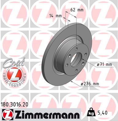 Disc frana ZIMMERMANN 180.3016.20
