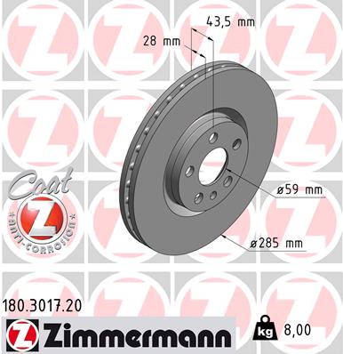 Disc frana ZIMMERMANN 180.3017.20