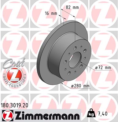 Disc frana ZIMMERMANN 180.3019.20