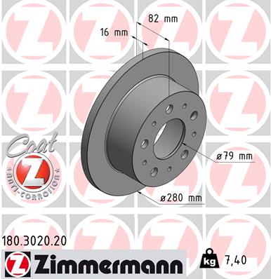 Disc frana ZIMMERMANN 180.3020.20