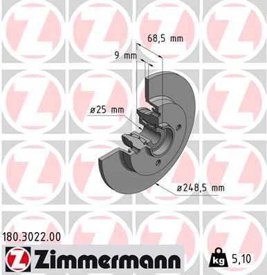 Disc frana ZIMMERMANN 180.3022.00