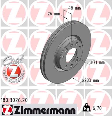 Disc frana ZIMMERMANN 180.3026.20