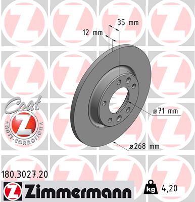 Disc frana ZIMMERMANN 180.3027.20