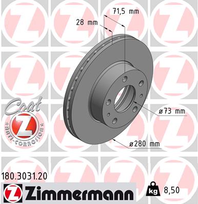 Disc frana ZIMMERMANN 180.3031.20