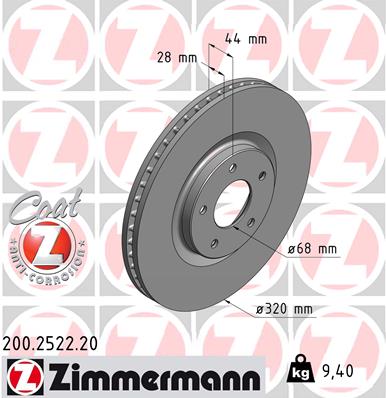 Disc frana ZIMMERMANN 200.2522.20