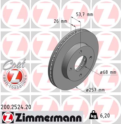 Disc frana ZIMMERMANN 200.2524.20