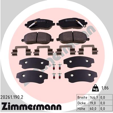 Placute frana ZIMMERMANN 20261.190.2