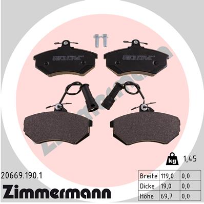 Placute frana ZIMMERMANN 20669.190.1