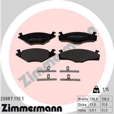 Placute frana ZIMMERMANN 20887.170.1