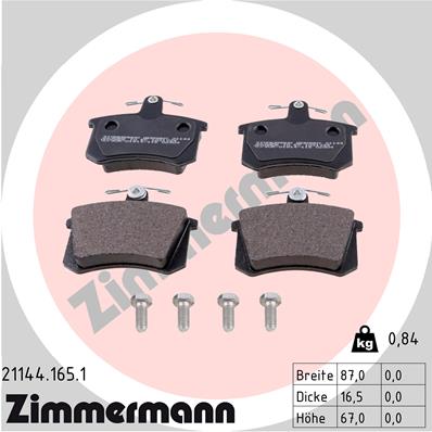 Placute frana ZIMMERMANN 21144.165.1
