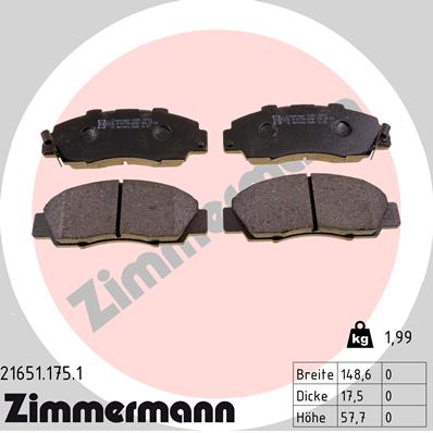 Placute frana ZIMMERMANN 21651.175.1