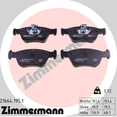 Placute frana ZIMMERMANN 21664.195.1
