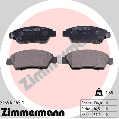 Placute frana ZIMMERMANN 21694.165.1