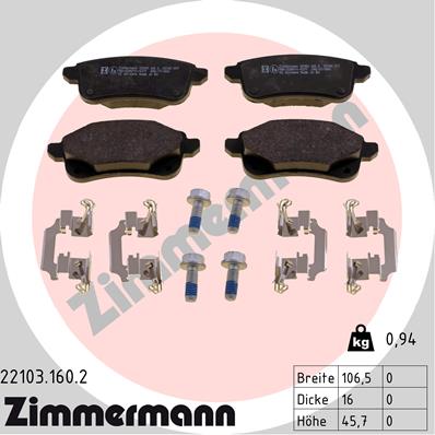Placute frana ZIMMERMANN 22103.160.2