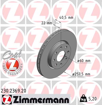 Disc frana ZIMMERMANN 230.2369.20