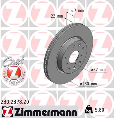 Disc frana ZIMMERMANN 230.2378.20