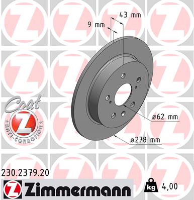 Disc frana ZIMMERMANN 230.2379.20