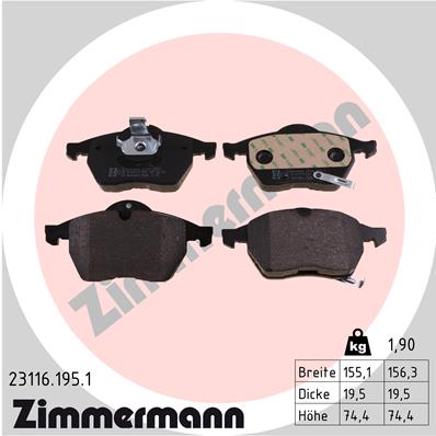 Placute frana ZIMMERMANN 23116.195.1