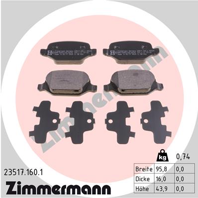 Placute frana ZIMMERMANN 23517.160.1