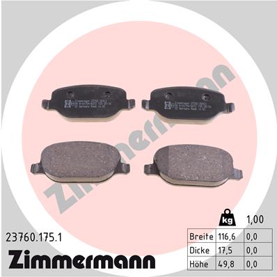 Placute frana ZIMMERMANN 23760.175.1
