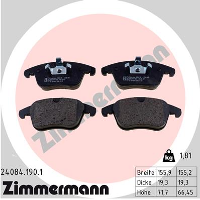 Placute frana ZIMMERMANN 24084.190.1