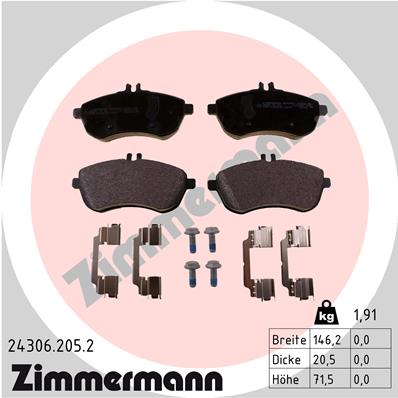 Placute frana ZIMMERMANN 24306.205.2