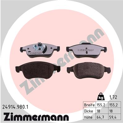 Placute frana ZIMMERMANN 24914.980.1