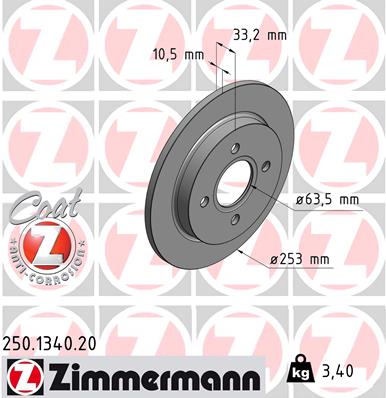 Disc frana ZIMMERMANN 250.1340.20