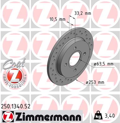 Disc frana ZIMMERMANN 250.1340.52
