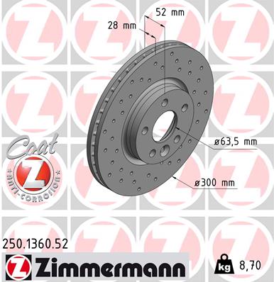 Disc frana ZIMMERMANN 250.1360.52