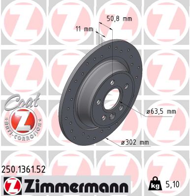 Disc frana ZIMMERMANN 250.1361.52