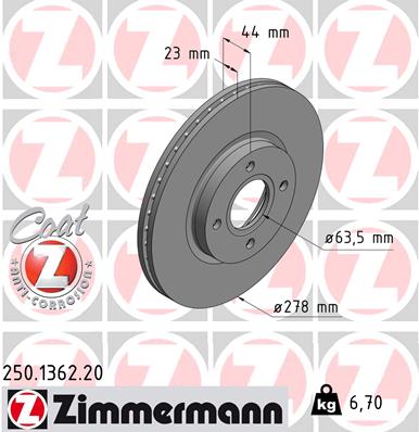 Disc frana ZIMMERMANN 250.1362.20