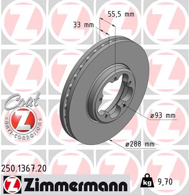 Disc frana ZIMMERMANN 250.1367.20