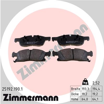 Placute frana ZIMMERMANN 25192.190.1