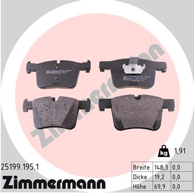Placute frana ZIMMERMANN 25199.195.1