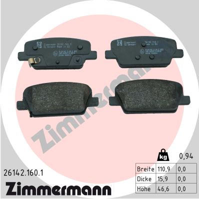 Placute frana ZIMMERMANN 26142.160.1