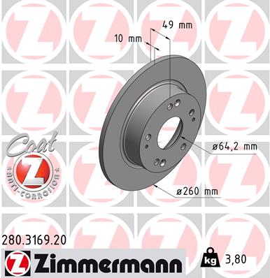 Disc frana ZIMMERMANN 280.3169.20