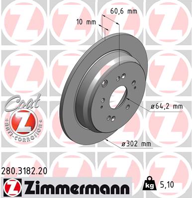 Disc frana ZIMMERMANN 280.3182.20