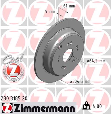 Disc frana ZIMMERMANN 280.3185.20