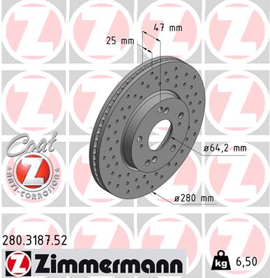 Disc frana ZIMMERMANN 280.3187.52