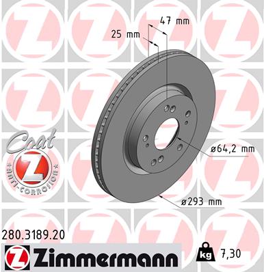 Disc frana ZIMMERMANN 280.3189.20