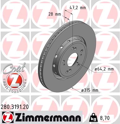Disc frana ZIMMERMANN 280.3191.20