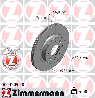 Disc frana ZIMMERMANN 285.3509.20