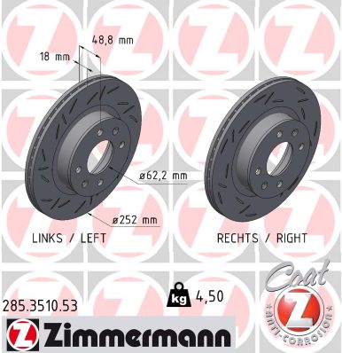 Disc frana ZIMMERMANN 285.3510.53