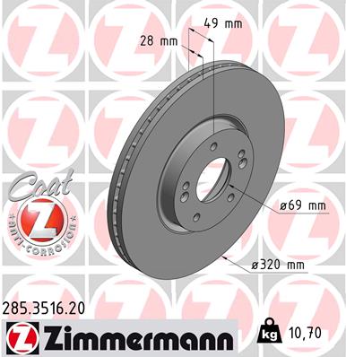 Disc frana ZIMMERMANN 285.3516.20