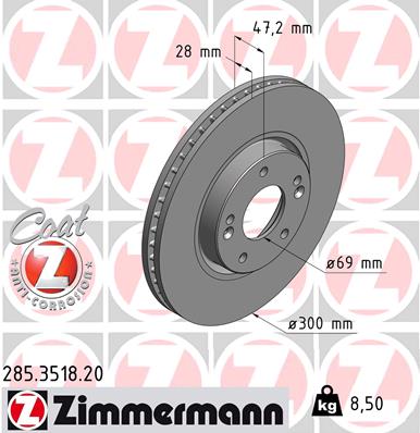 Disc frana ZIMMERMANN 285.3518.20
