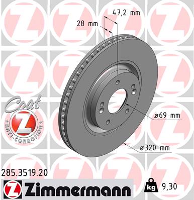 Disc frana ZIMMERMANN 285.3519.20