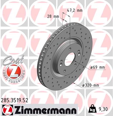 Disc frana ZIMMERMANN 285.3519.52
